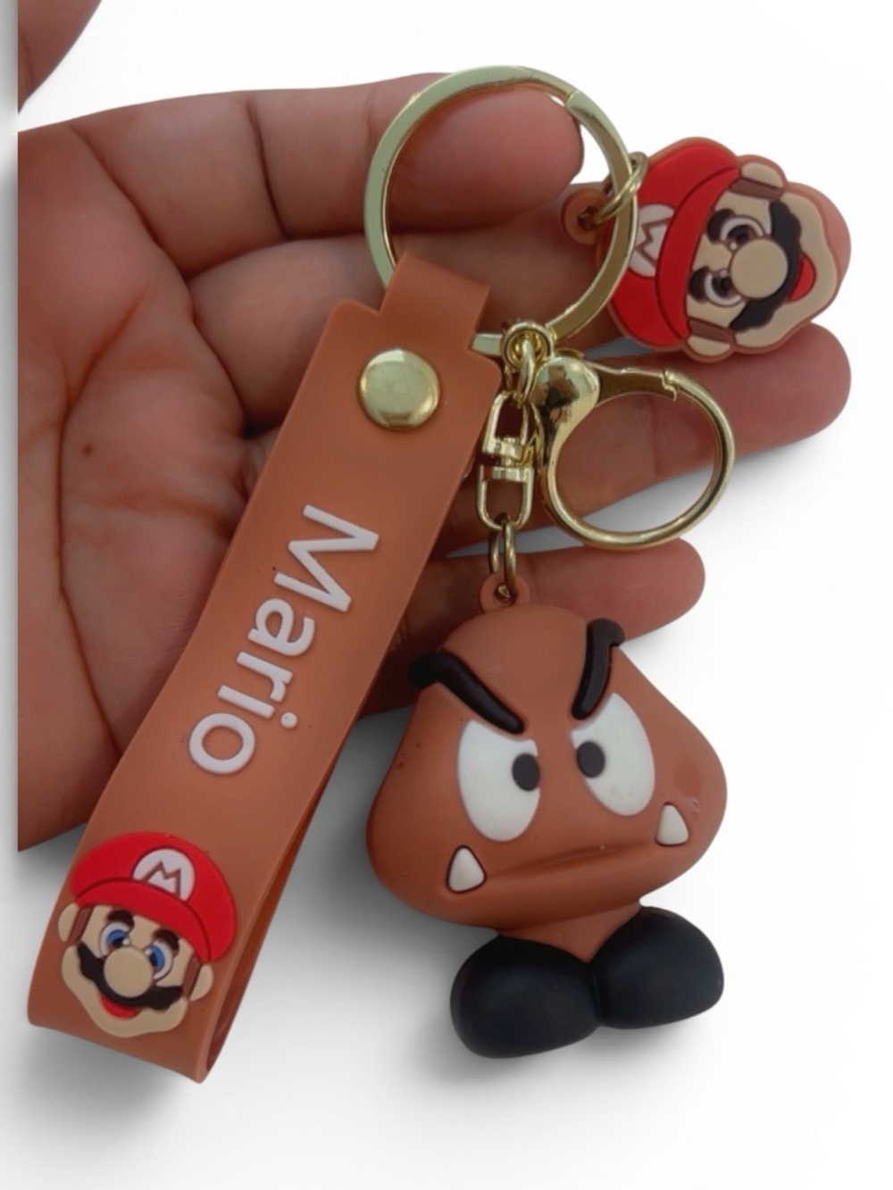 Super Mario Goomba Silicone Keychain Wristlet Key Ring Brown Cute Gamer